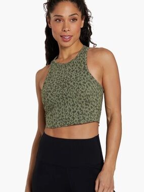 Tavi Active Long Line Bra Size Large Olive Leopard Built in Bra